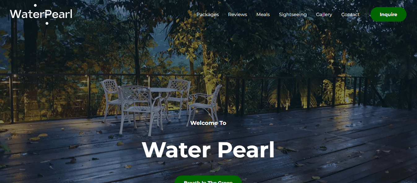 Homepage hero — the deck at dusk, with the enquiry CTA