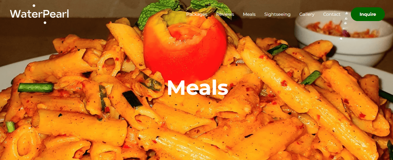 Meals — the homemade menu served on site